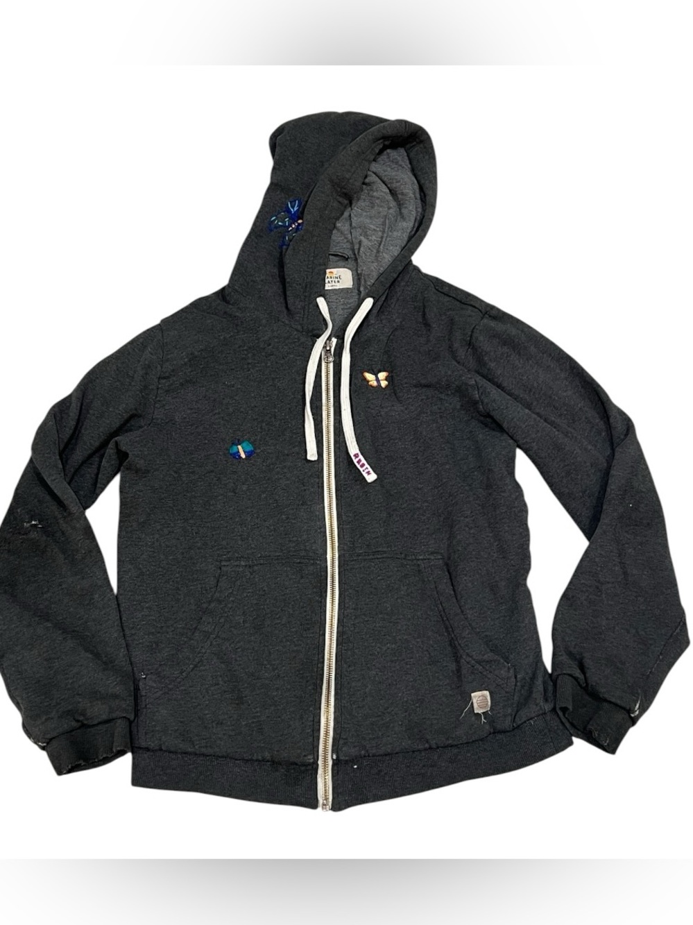 Women’s Marine Layer fleece zip-up hoodie (altered and embroidered)